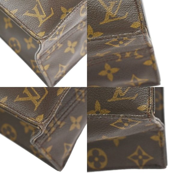 LOUIS VUITTON Logo Sac Plat Hand Tote Bag Monogram Leather Brown M51140 30YB776 - Picture 12 of 14